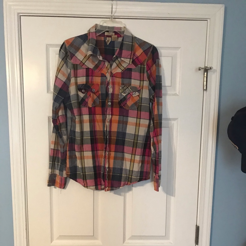 Plaid colors button down shirt